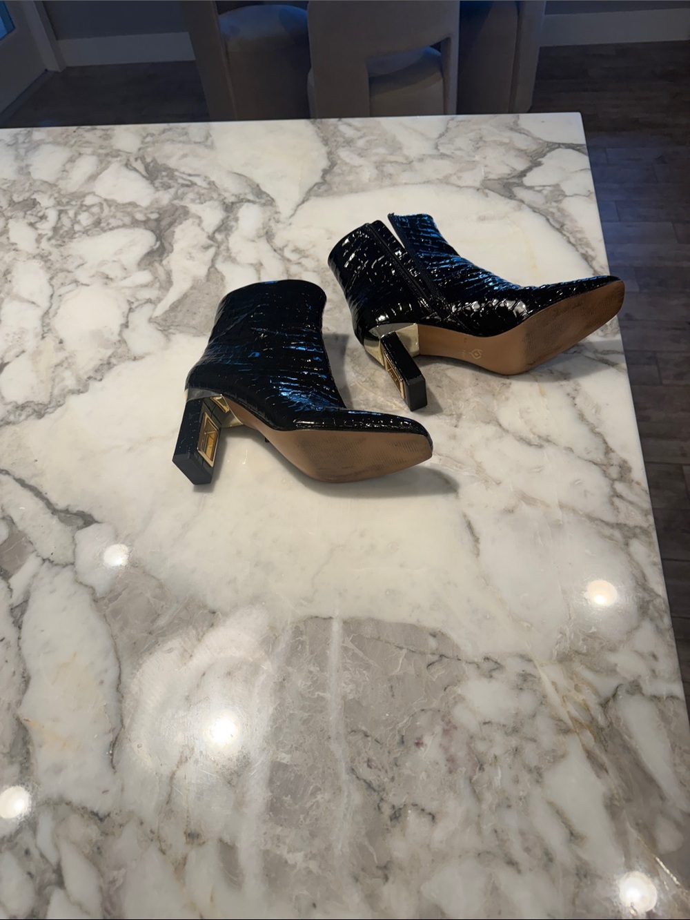 Katy Perry Collections Black Croc-Embossed Ankle Boots - Picture 3 of 3